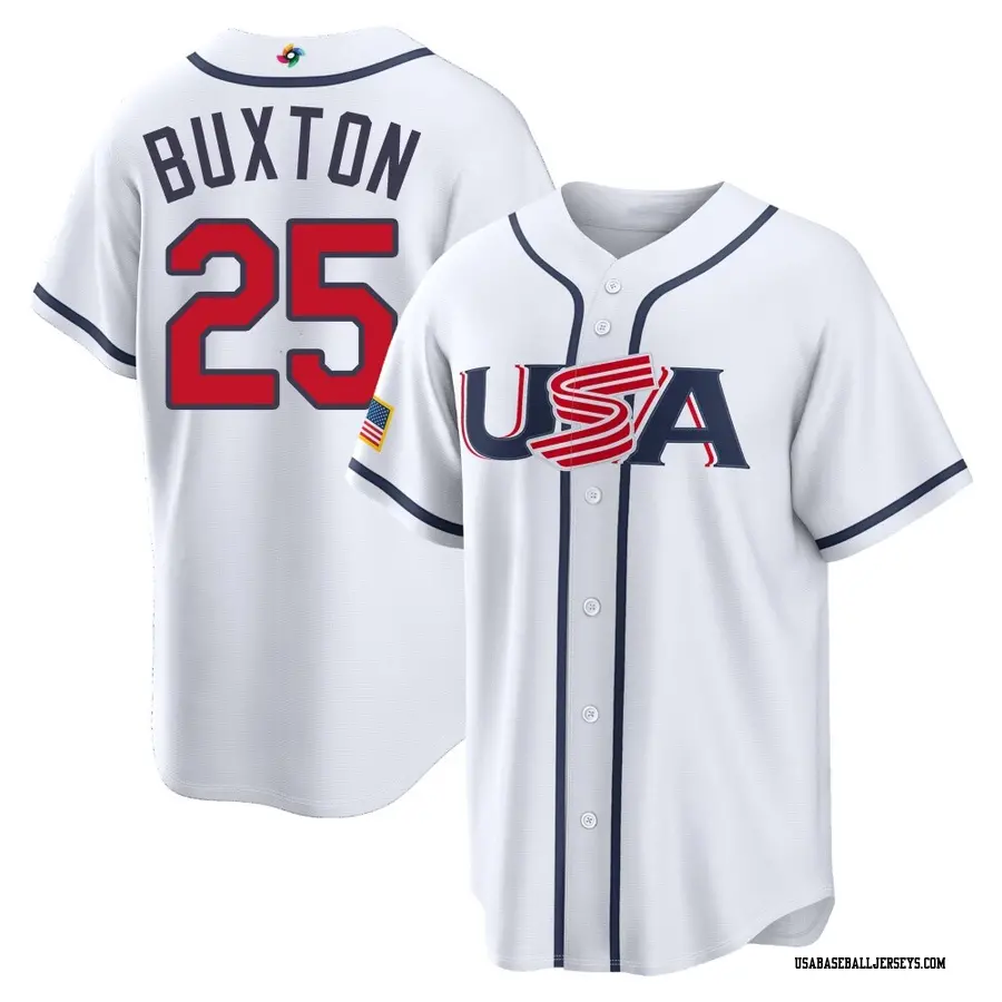 USA Baseball Men's Byron Buxton 2026 World Classic Home Stadium Jersey - Replica White