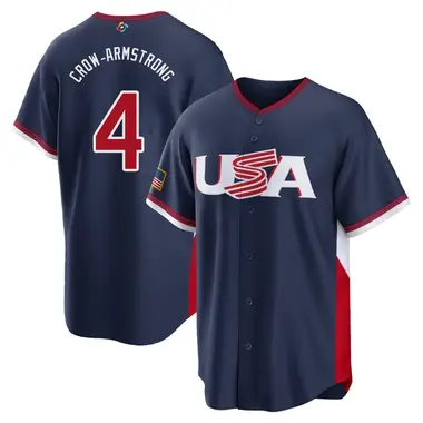 USA Baseball Men's Pete Crow-Armstrong 2026 World Classic Road Stadium Jersey - Replica Navy