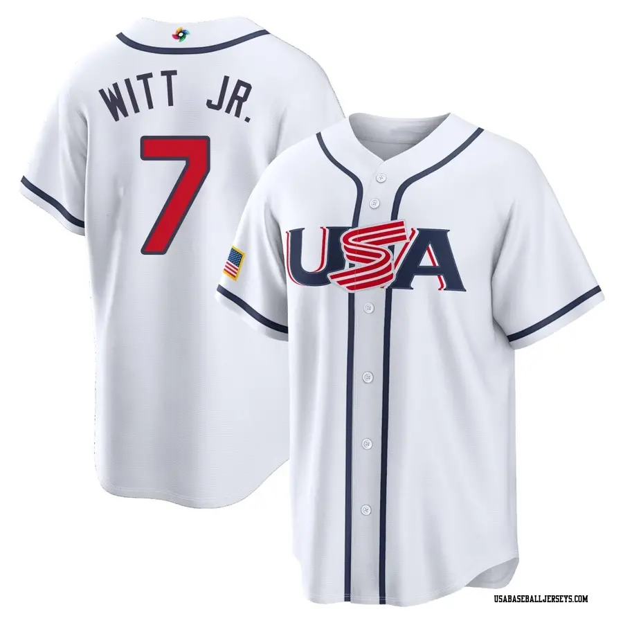 USA Baseball Youth Bobby Witt Jr. 2026 World Classic Home Stadium Jersey - Replica White